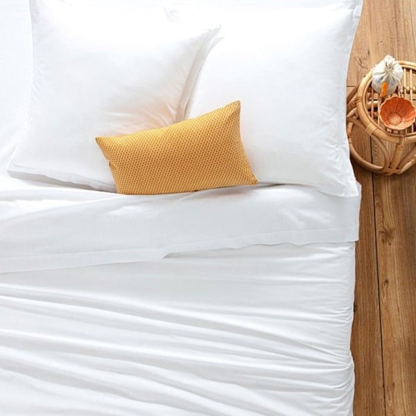 Drap-housse - ATMOSPHERA - Hvid - 140x190 cm - Hætte H30 cm - 100% Bomuld Vit