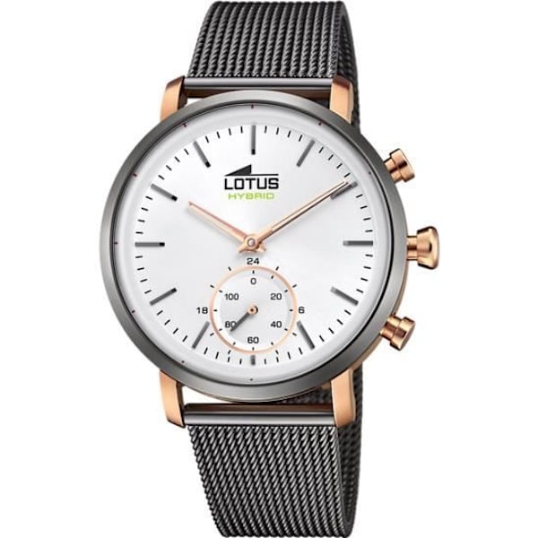 Smartwatch - Lotus - Smartime Hybrid - Bicolore Antracit og PVD Rosa - Vandtæt 10ATM - Armbånd i Stål Vit, Svart, Rosa