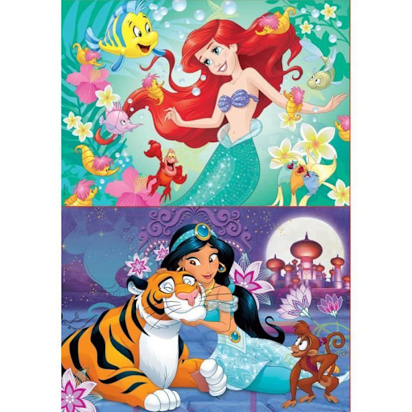 Palapeli Disney-prinsessat Ariel ja Jasmine - EDUCA - 2x48 palasta - Lapsille syntymästä alkaen