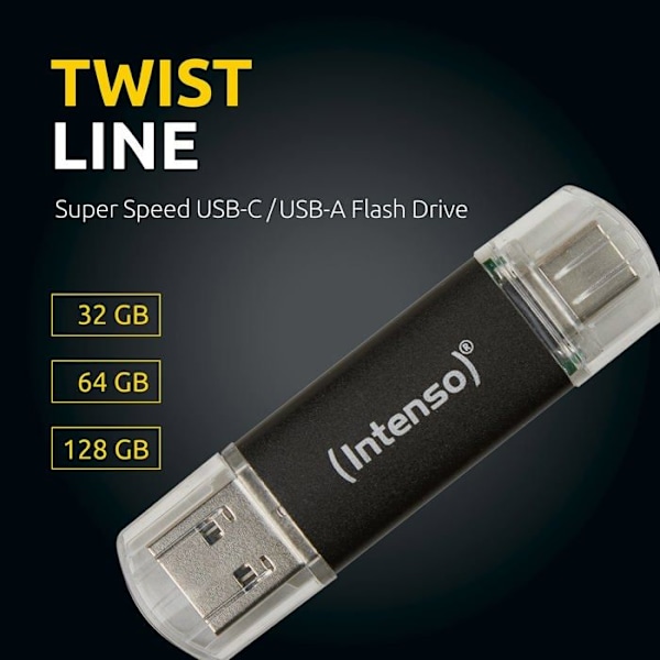 USB-avain - INTENSO - Twist Line - 32 Gt - USB-A, USB-C™ - USB 3.1 (Gen 1)