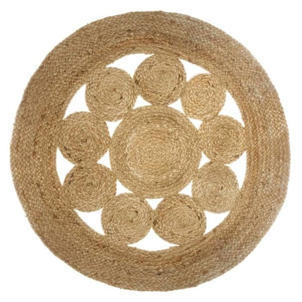 "Esra" gennembrudt jute tæppe D80 cm - Beige - Atmosphera indretningsarkitekt Beige