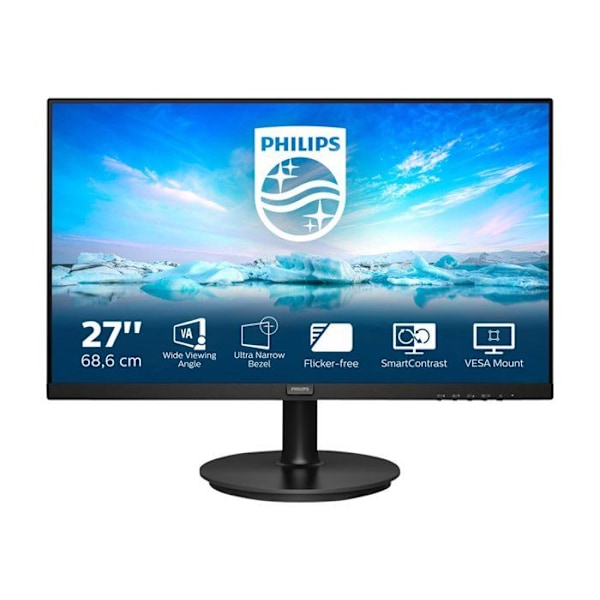 Philips V-line 271V8LA LED-skærm - 27' - 1920 x 1080 Full HD - VA - 4 ms - HDMI, VGA - Tekstureret sort