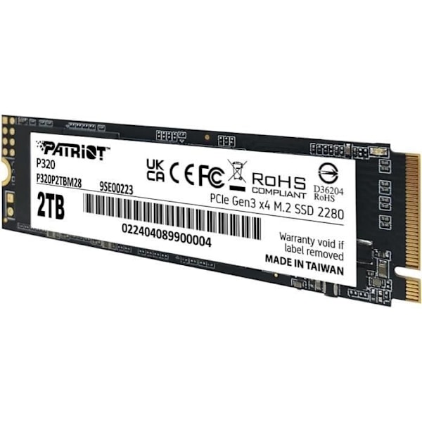 SSD - PATRIOT MEMORY - P320 - 2 To - NVMe PCIe Gen 3x4 - M.2 2280 - 3000MB/s Luku