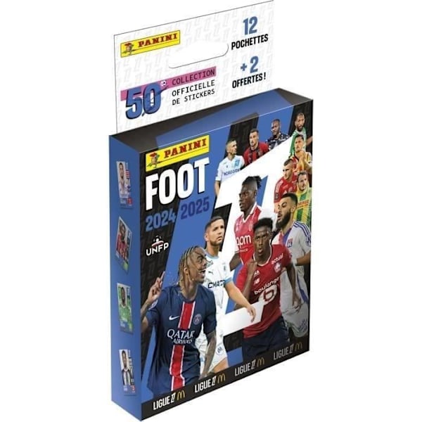 Rakkulehti - PANINI - Jalkapallo Ligue 1 2024-2025 - McDonald's - 12 pakkausta - 2 lahjaksi - 98 tarraa Flerfärgad