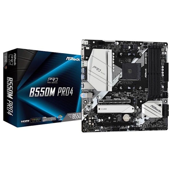 Emolevy - ASROCK - B550M Pro4 - Micro ATX - Socket AM4 - 4x DDR4
