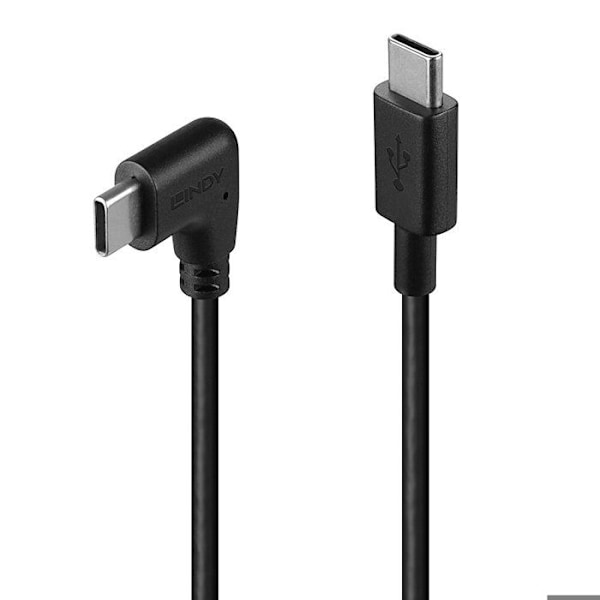 LINDY USB C kabel til USB type C vinklet - 1m sort