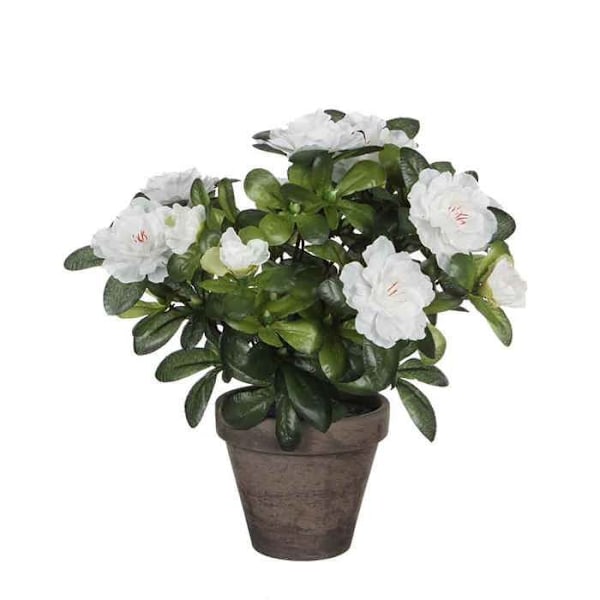 Mica Decorations Konstgjord växt Azalea - 20x20x27 cm - Polyester - Vit Vit
