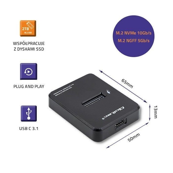 Qoltec Dockingstation SSD M.2 SATA PCIe, NGFF NVM - 5901878503134