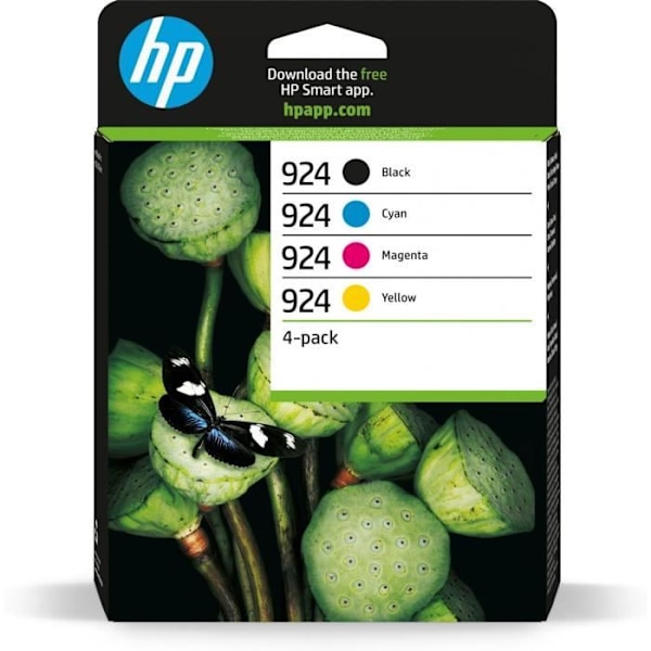 HP 924 ægte blækpatronpakke med 4 cyan, magenta, gul, sort