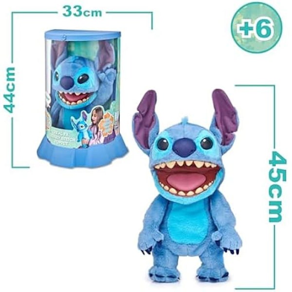 Interaktiv bamse - DISNEY - Stitch FX - 45 cm - 100+ lyde og handlinger - Til børn fra 6 år og opefter Blå