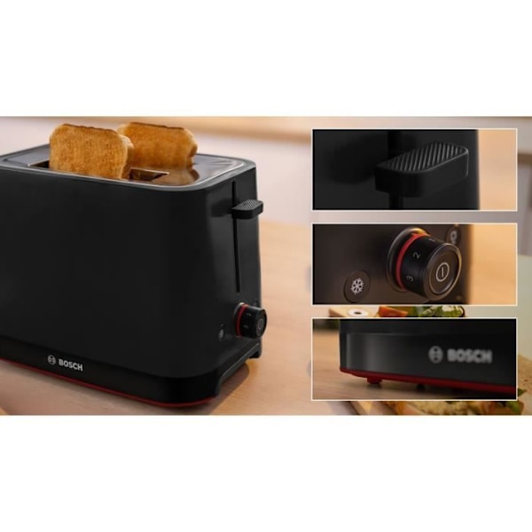 Bosch Grill-toastmaskine 2 skiver 950w sort - TAT3M123 Matte svart
