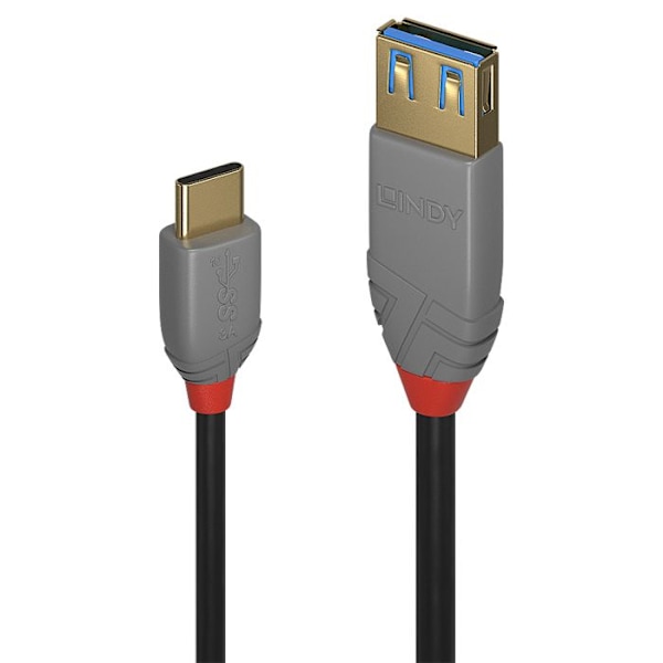 USB 3.1 Type C til A-adapterkabel - LINDY - Anthra Line - Tredobbelt skærmet - Forgyldte kontakter