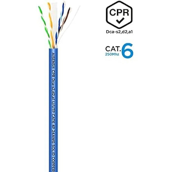 RJ45 netværkskabel Cat.6 UTP - AISENS - A135-0662 - 100m - Dca stiv - AWG24 - Blå Blå