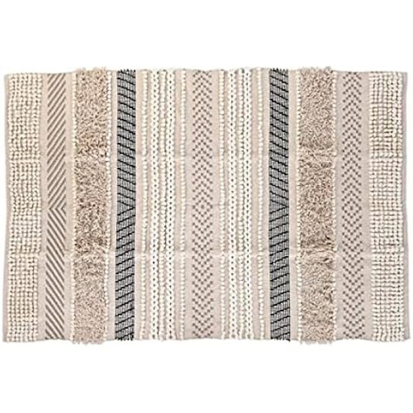 Tæppe - DKD Home Decor - Standard - Sort og Beige - Bomuld - 180x120 cm Svart Och Beige