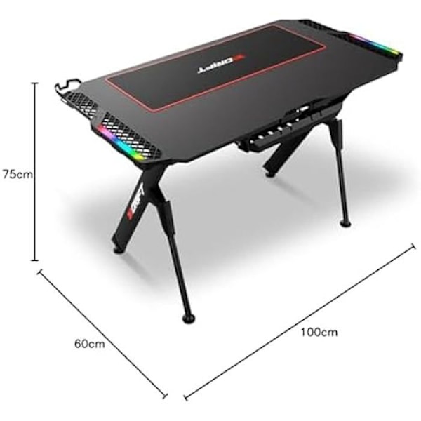 DRIFT GAMING DRDZ150 - Carbon Fiber Gaming Bord dækket med fuld størrelse musemåtte, headsetholder og kop,