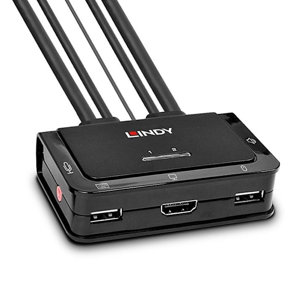 KVM-switch - Lindy - 2 portar - HDMI - USB 2.0 - 3.5 mm ljud