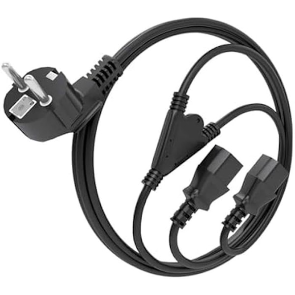 Strømkabel - AISENS - A132-0864 - CEE7/M-2XC13/H - 1,8 m - 100% kobber Svart