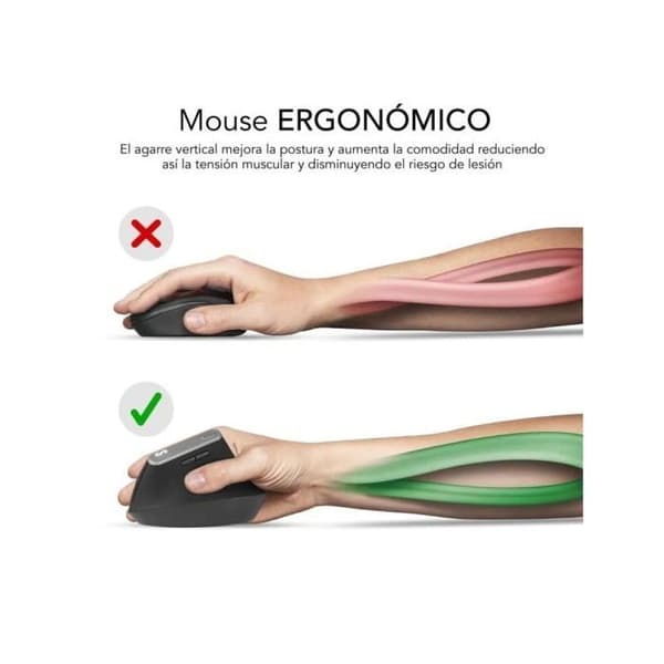 Datormus - SUBBLIM - Natur Vertikal Ergo - Ergonomisk - Tyst - USB Typ C