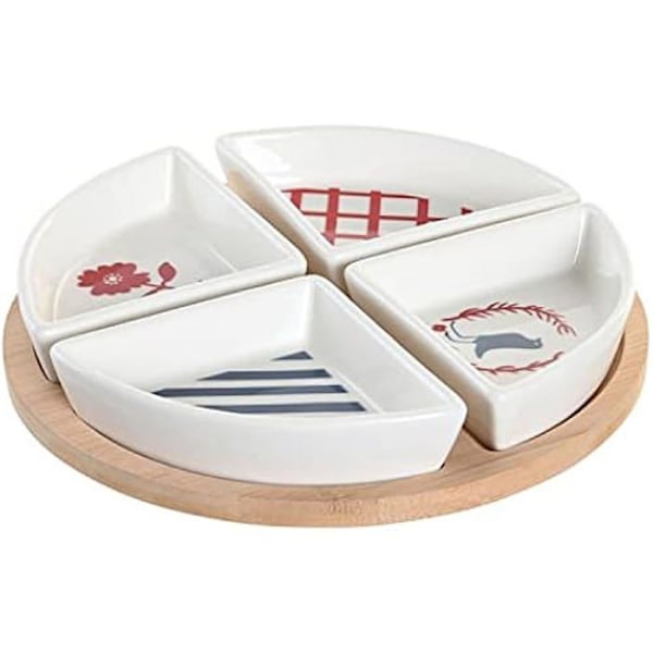 Forrettersæt - DKD HOME DECOR - Blå, Hvid, Rød - Stentøj - 21,5 x 21,5 cm - Moderne design blått, vitt, rött