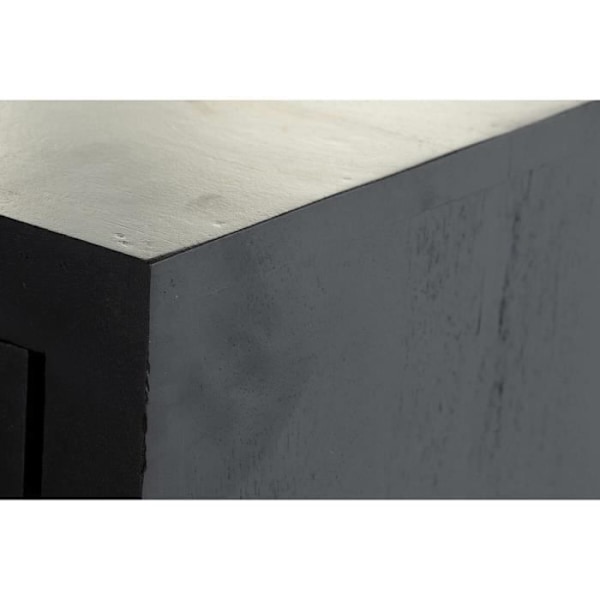Låg skänk - [MÄRKE] - Svart i mangoträ och rotting - 4 dörrar - 160 x 40 x 90 cm