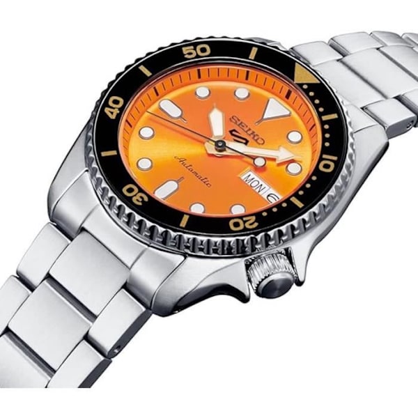 Kello - Seiko - 5 SRPK35 - Mekaaninen - Oranssi Taulu - Ruostumaton Teräs Pengar