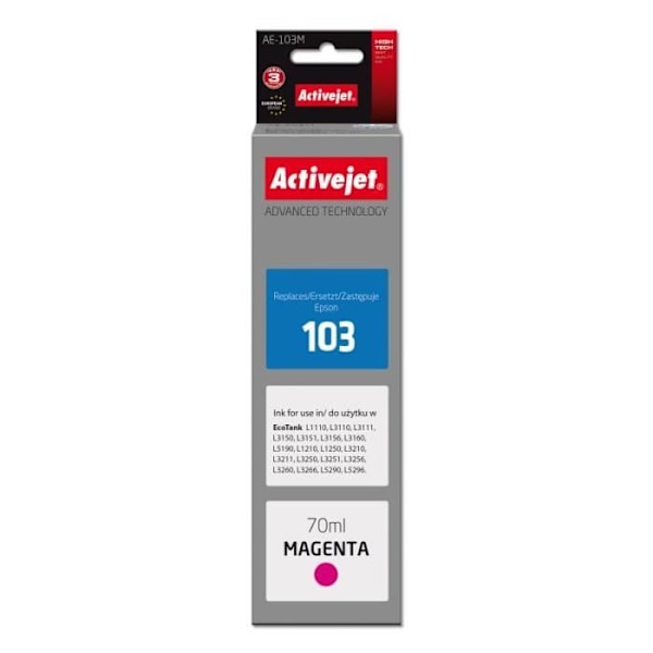 Activejet Muste AE-103M (vaihto Epson 103 C13T00S34A SuprÃme 70 ml violetti)