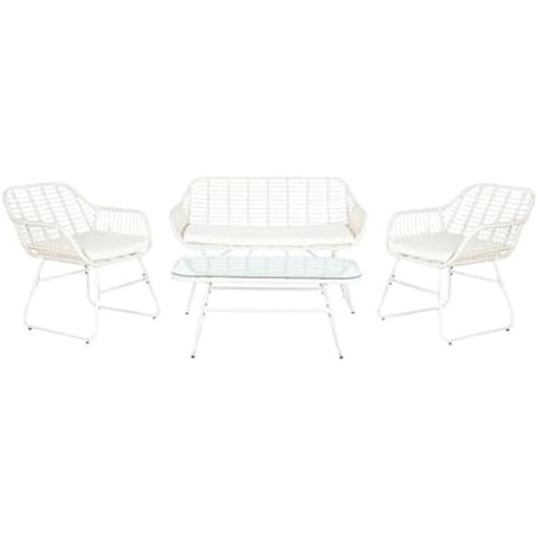 Sofa og bordsæt - DKD Home Decor - Flerfarvet - Metal og rattan - 124x84x74 cm mångfärgad