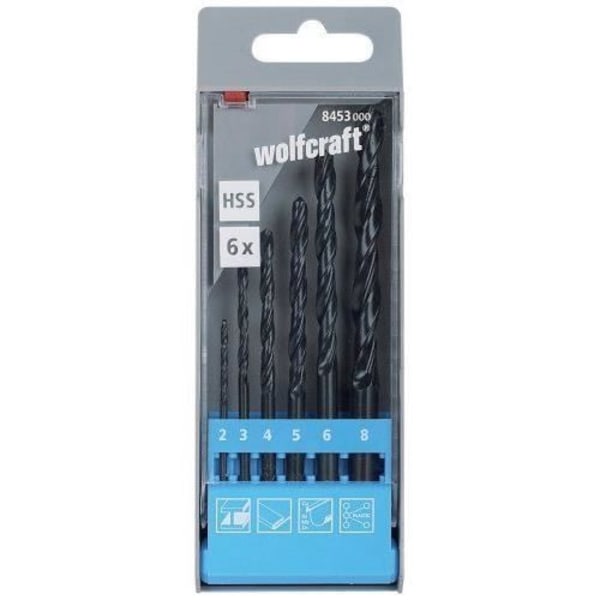 Borrsets - WOLFCRAFT - S-6 - HSS-stål - Diameter: 2-8 mm - 6 delar