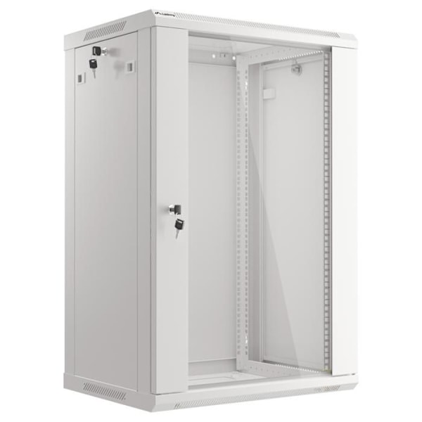 LANBERG Væghængt skab 19 18U 600X450mm grå (glasdør) - WF01-6418-10S