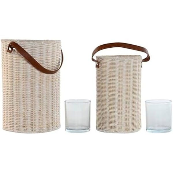 Kynttilänjalka - HOME ESPRIT - 2 kpl kynttilänjalkaa - Lasi - Monivärinen - 20 x 20 x 30 cm Flerfärgad