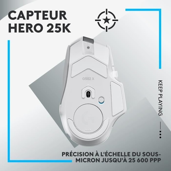 Langaton pelihiiri - LOGITECH G - G502 X LIGHTSPEED - LIGHTFORCE-hybridipainikkeet - USB-C-portti - valkoinen Färg