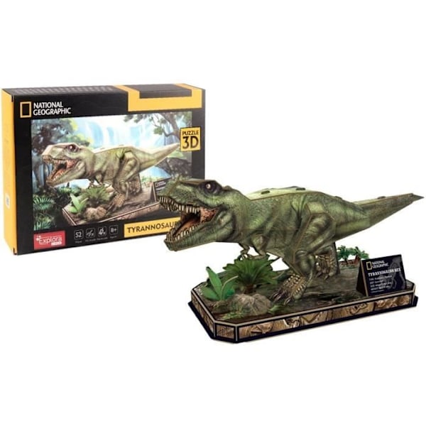 3D Palapeli Dinosaurukset T-Rex National Geographic, 52 osaa paleontologiseen seikkailuun, Lahjaideat Jouluun ja Syntymäpäiville, Suositus 8-vuotiail