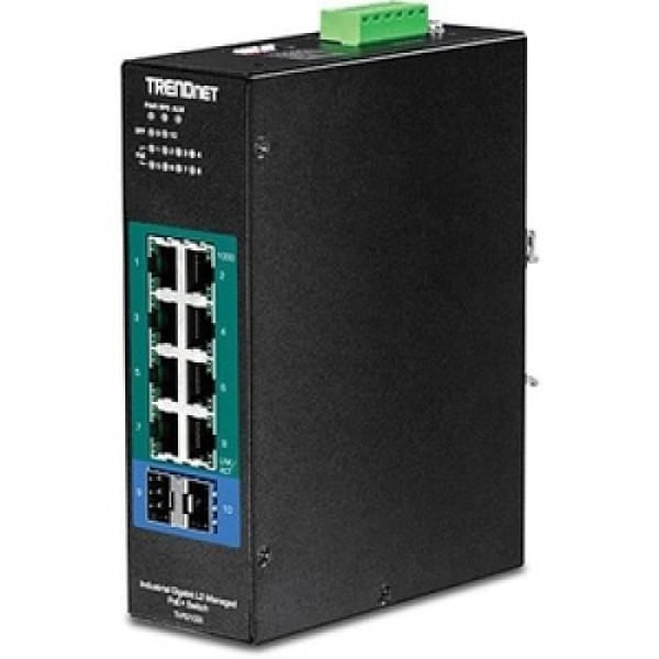 trendnet 10-ports industriel gigabit l2 mngd poe+din-rail switch 24-57v blackRouter, Wifi, netværk 10-PORTS INDUSTRIEL GIGABIT L2 Sort