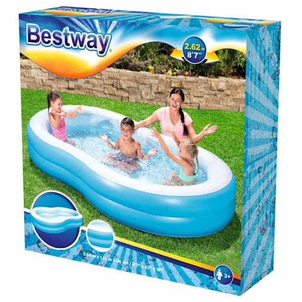 Bestway Big Lagoon De Luxe familiepool - Otte form - 262 x 157 x 46 cm - I-beam struktur Blå