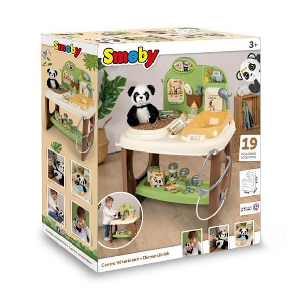 Smoby - Værksted for Dyrlæge Zoo - 1 panda bamse - Mange tilbehør og funktioner Flerfärgad