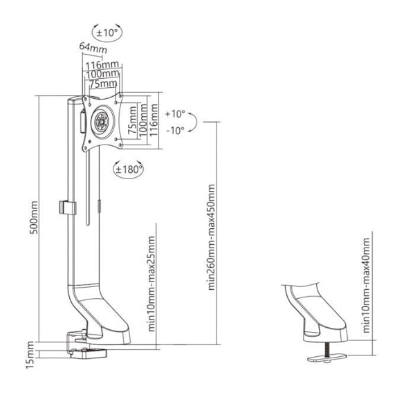 Support på skrivebord Maclean MC-853 til skærm 17 "-32" 8 kg med kabelhåndtering, kompatibel med MC-848 og MC-849.