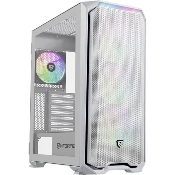 Gaming PC Kabinet - NFORTEC - KRATER X - Hvid - 4 A-RGB Ventilatorer - Kompatibel med Vandkøling