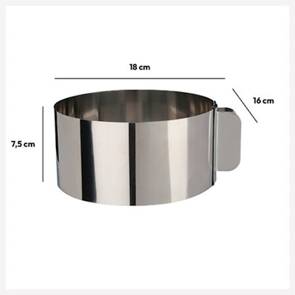 Springform - Rustfrit stål - Kan forlænges 16 cm til 30 cm - Højde 7,5 cm - Kompatibel med opvaskemaskine Pengar