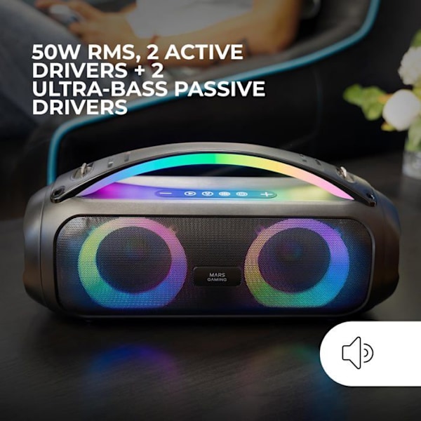 Bluetooth-högtalare - Mars Gaming - MS-PULSE - 50W RMS - Ultra-Bass - Handsfree Svart
