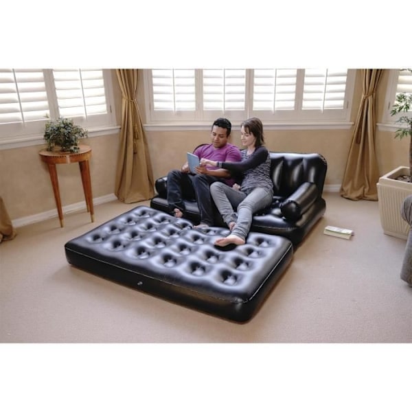 TD® oppustelig sovesofa 152 x 64 x 18,8 cm Sammenfoldelig udendørs oppustelig sofa Svart