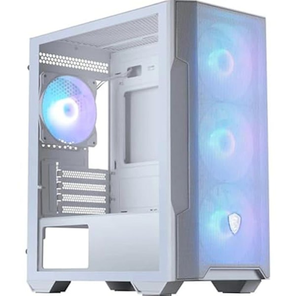 MSI MAG Forge M100R White Micro-ATX-fodral - GPU-stöd upp till 300 mm, ARGB-fläktar, magnetiska dammfilter, glas Transparent, Vit