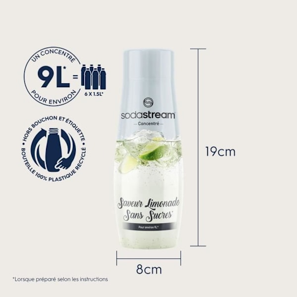 SODASTREAM-tiivisteet - 6 kpl sokerittomia limonaditiivisteitä - Jopa 54L juomia - 440 ml Vit