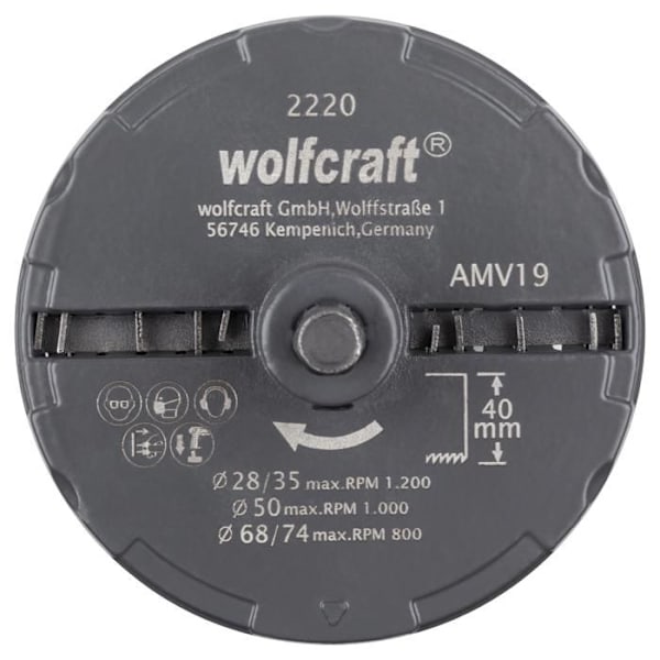 Flerbladig hålsåg - wolfcraft - Diameter 28-74 mm - Skärdjup 40 mm - Borr 6 mm
