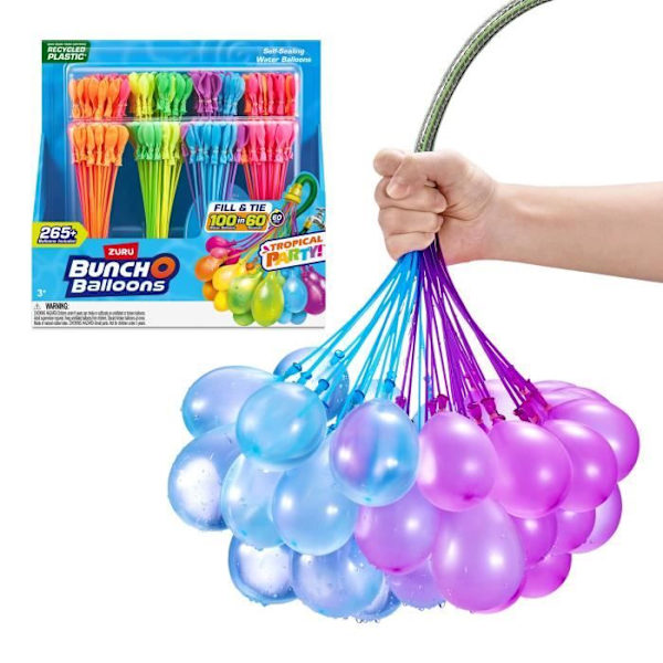 Vesipallot - ZURU BUNCHO BALLOONS - Trooppijuhlat - 265 palloa - Automaattinen sulku - Valmis 60 sekunnissa Tropisk