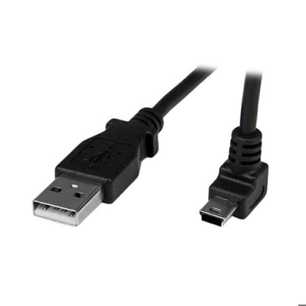 Mini-USB-kaapeli - A–Mini B kallistettu 90° ylöspäin - 1 m - Musta