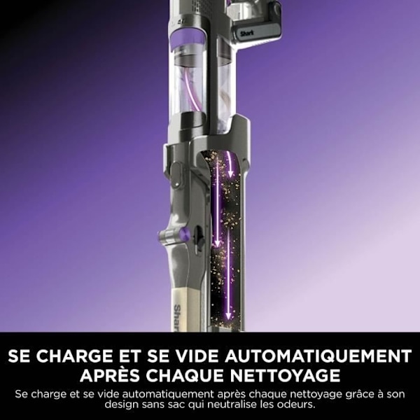 Skaffare - Shark Power Detect IP3251EUT - Automatisk tömningsstation - 2L - 70 min batteritid Grå, guld och lila