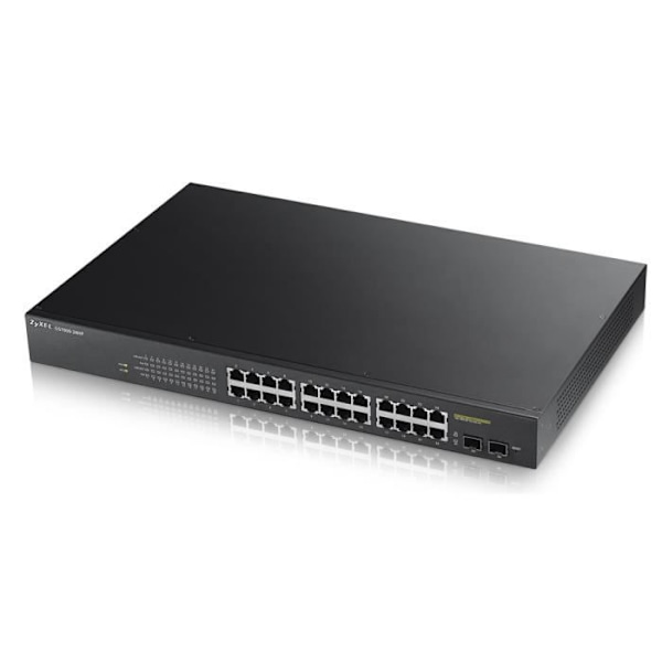 Administreret netværksswitch - ZyXEL - GS1900-24HP - 24 Gigabit-porte - PoE - 2 SFP-pladser Sort
