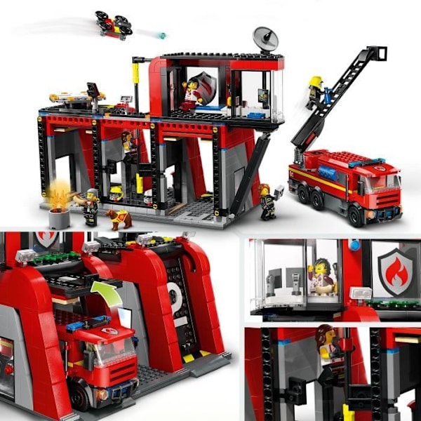 LEGO® 60414 City brandstation och brandbil, hundfigurleksak och 5 minifigurer, barngåva Flerfärgad