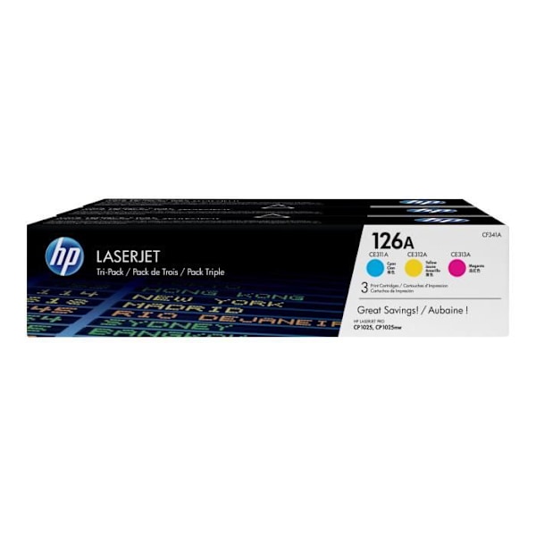 3-pak originale HP 126A (CF341A) trefarvede tonerpatroner til HP LaserJet Pro CP1025