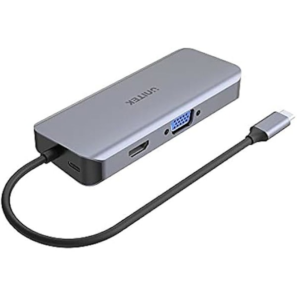 UNITEK D1026B nav & koncentrator USB 3.2 Gen 1 (3.1 Gen 1) Typ-C 5000 Mbit/s Grå